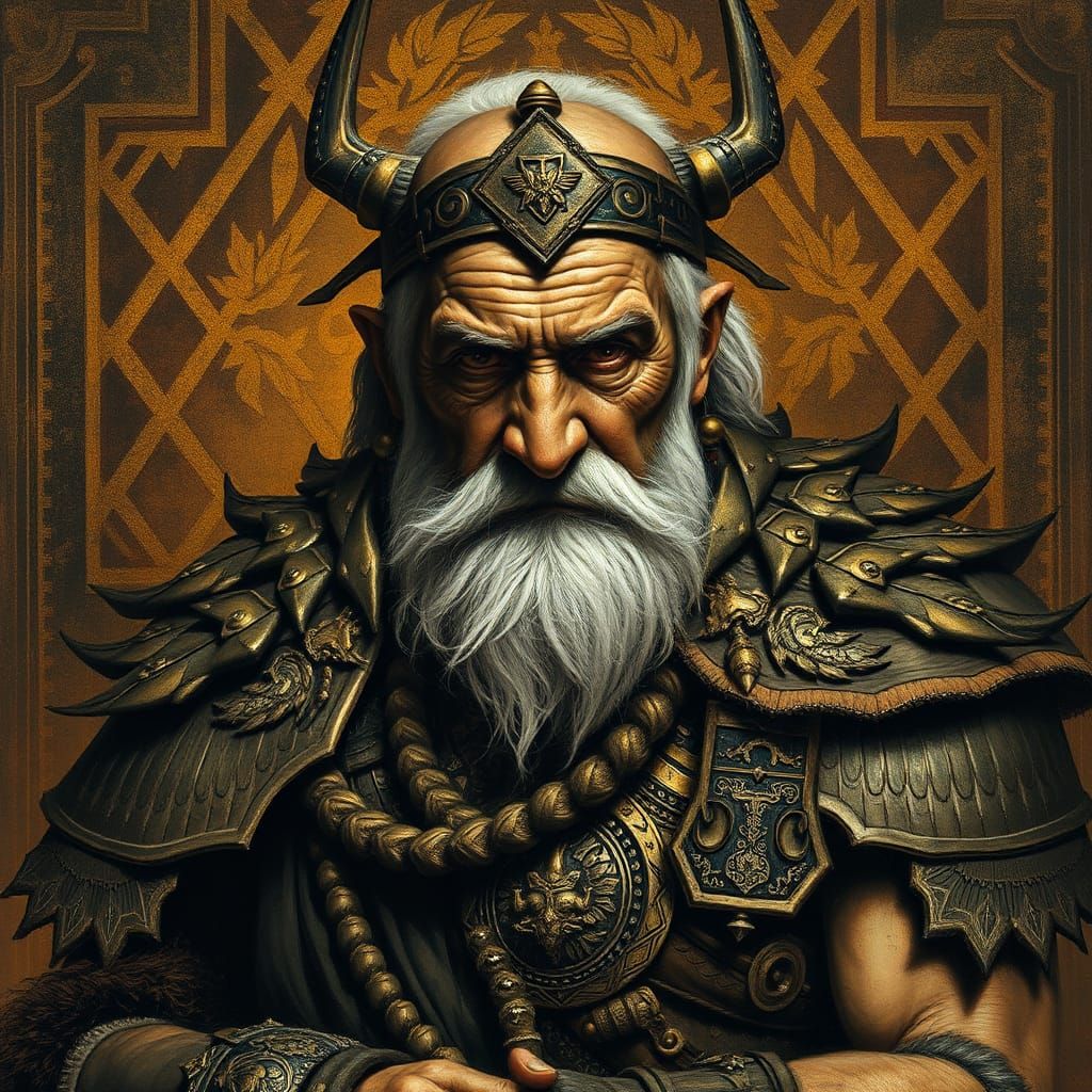 Elder Clan Warrior in Art Nouveau Style