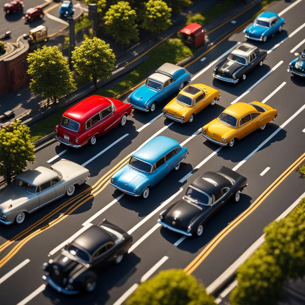 Miniature Cars on Highway in New York