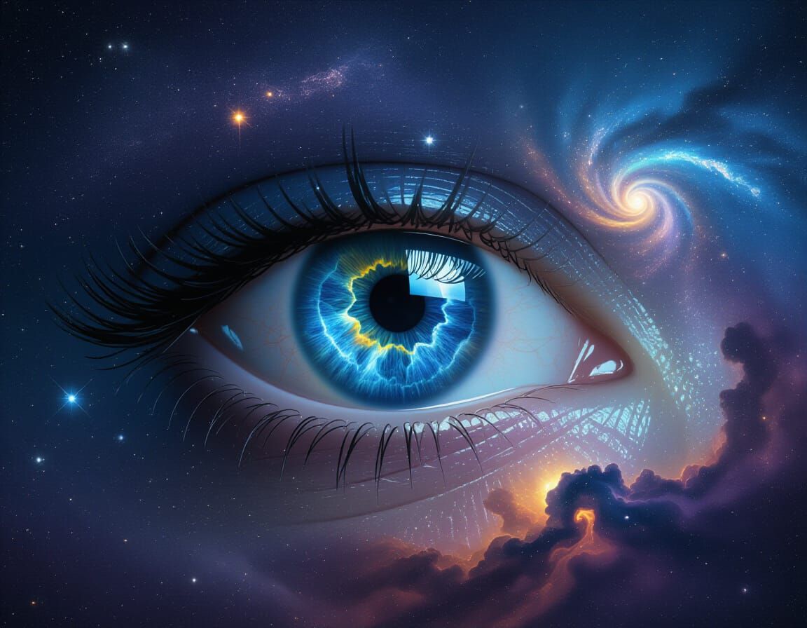 Cosmic Eye: A Universe Within a Woman's Gaze