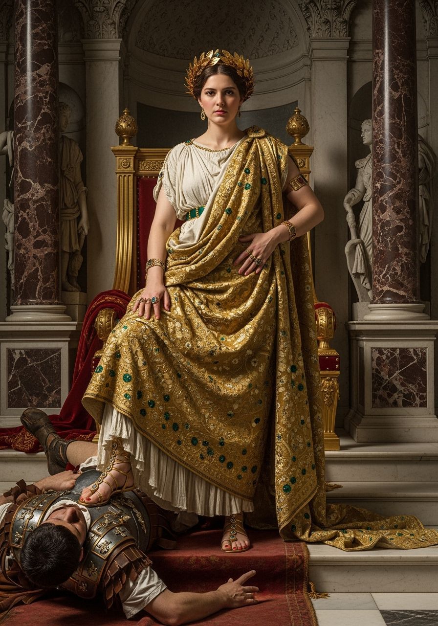 Roman Empress in Lavish Throne Room, Baroque Photography