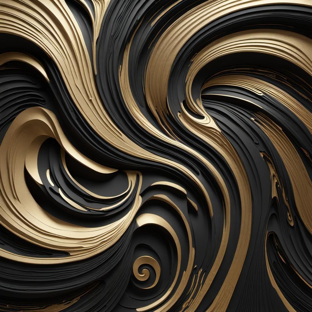 Abstract Portrait with Gold Highlights in 3D