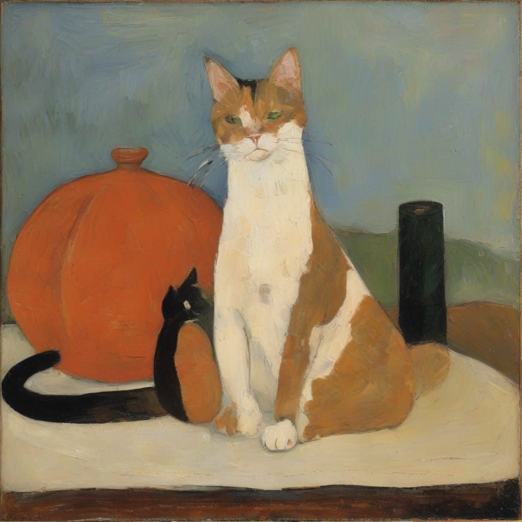 Cat and Rodent Friendship in Bold Figurative Style