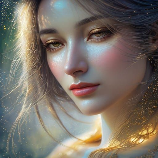 Neo-Impressionist Portrait with Golden Lighting