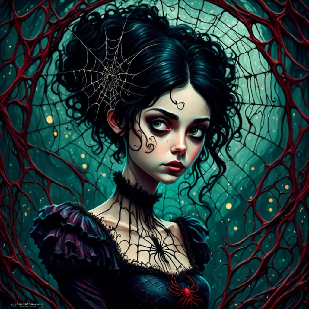 Spider Queen Portrait in Dark Whimsy Style