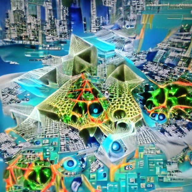 Psychedelic Cybernetic City Beneath the Sea: 3D Fractals