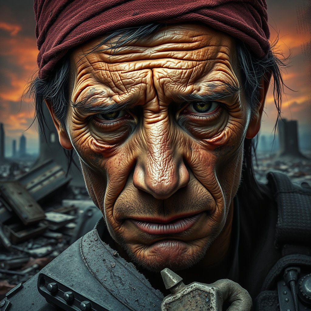 Post-Apocalyptic Survivor Portrait in Surrealist Style