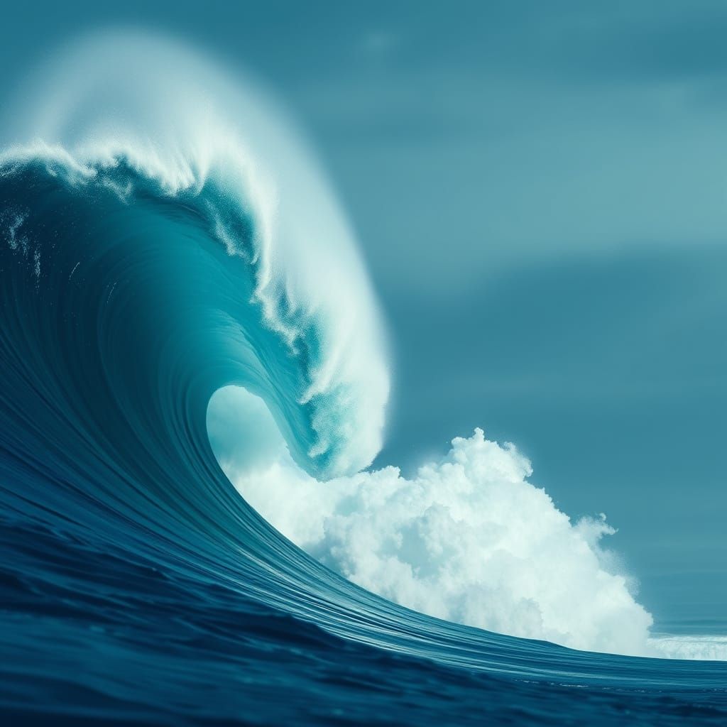 Surreal Wave Towering Over Coastal Landscape in Splendid 8K