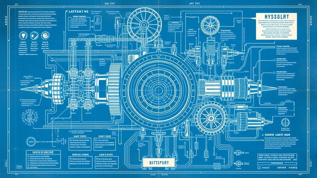 Retro-Futuristic Machine Schematics in Syd Mead Style