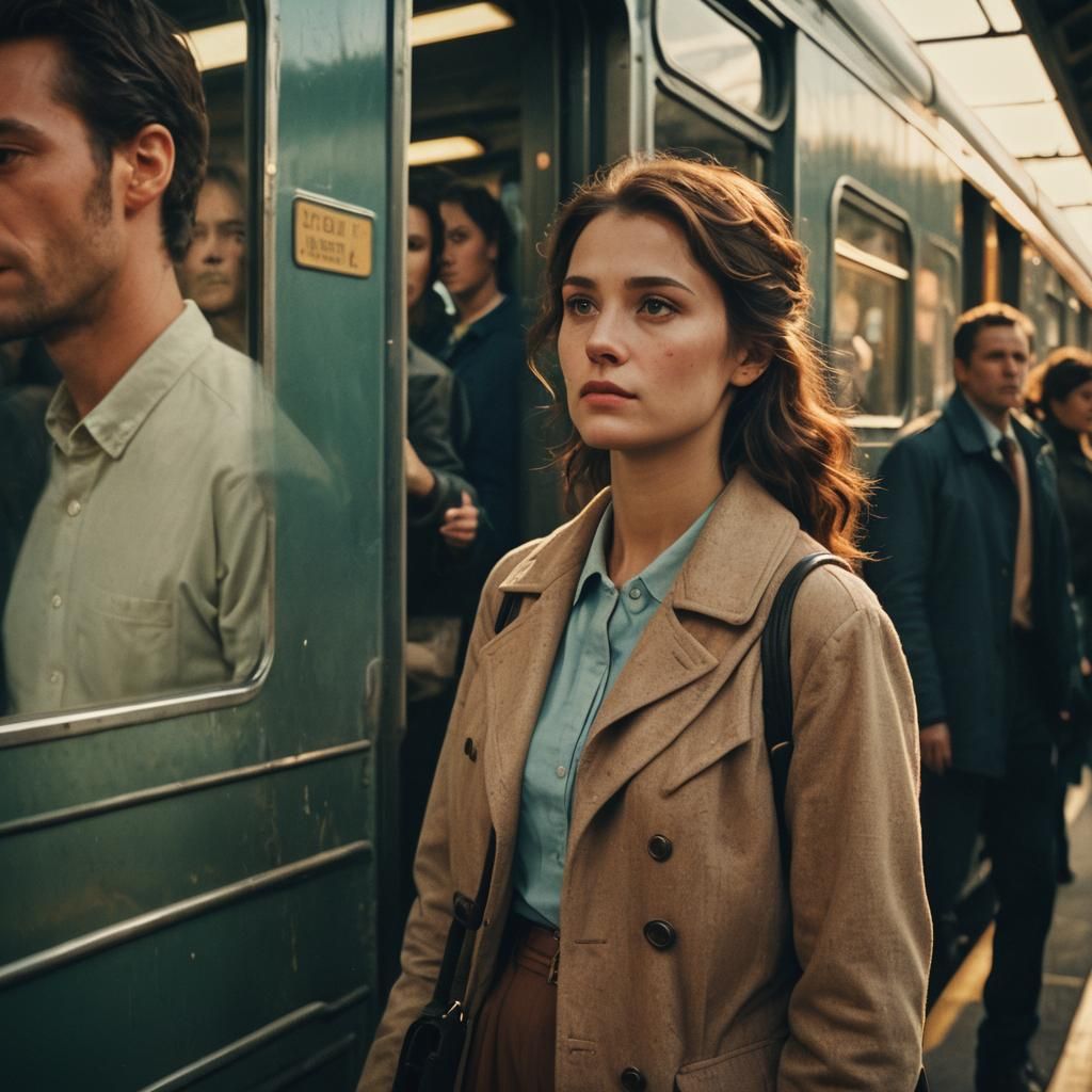 Melancholic Train Departure in Cinematic Style