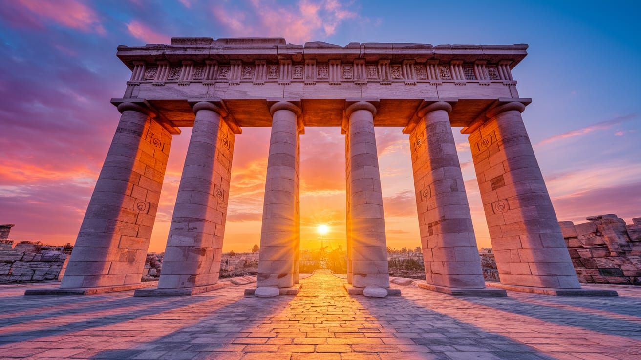 Ancient City Tetrapylon at Sunset