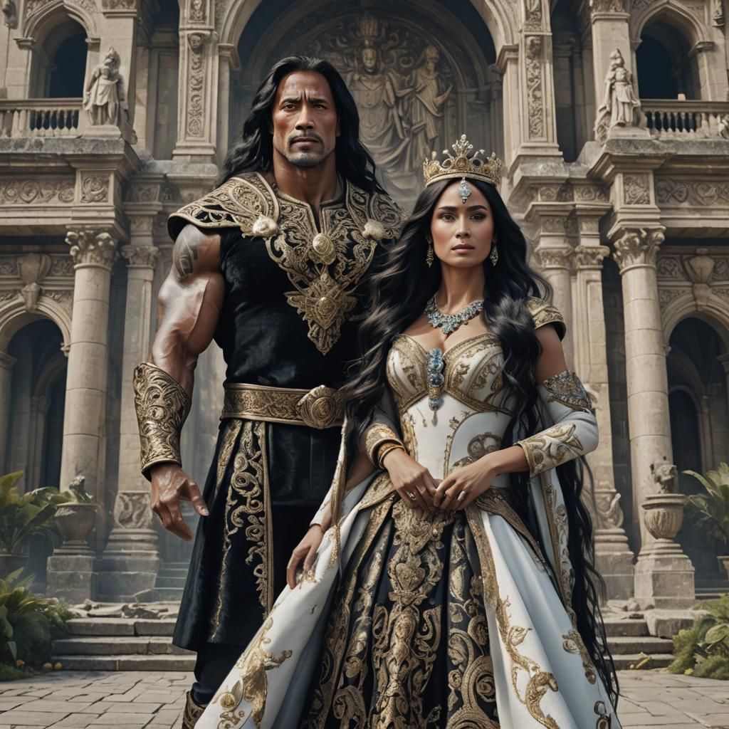 King and Queen in Front of Palace: Fantasy Art
