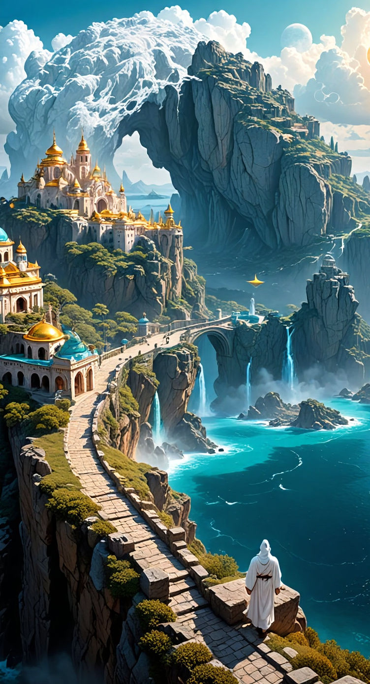 Fantasy Traveler Approaches Celestial City