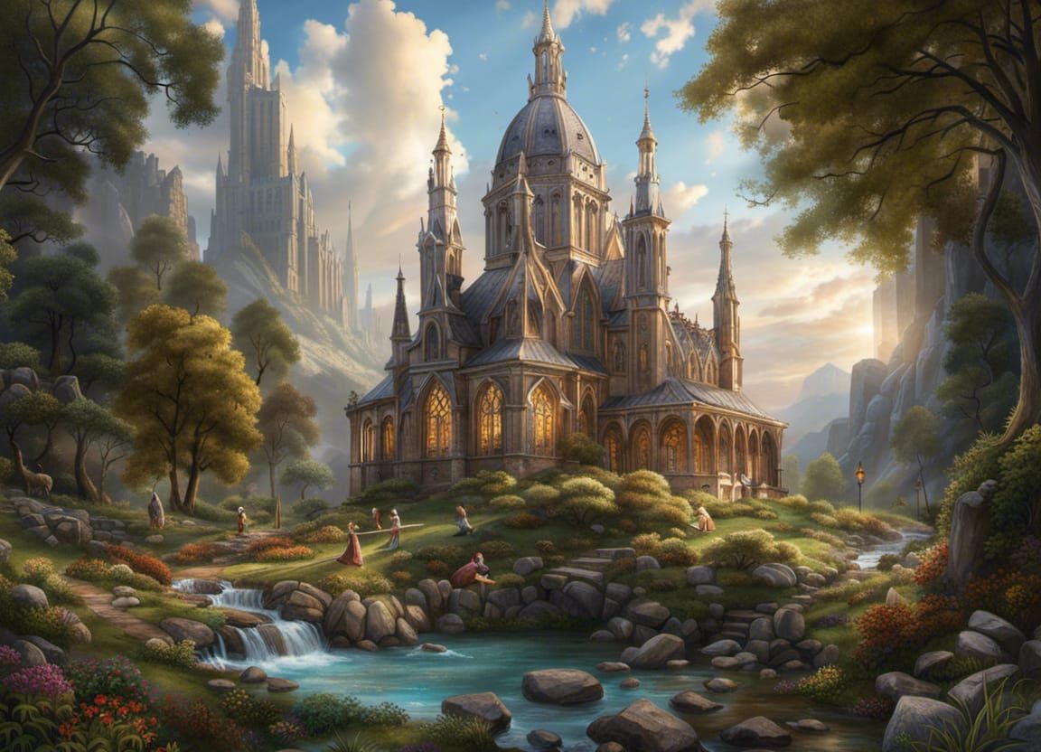 Enchanted Gothic Church in Fairytale Landscape