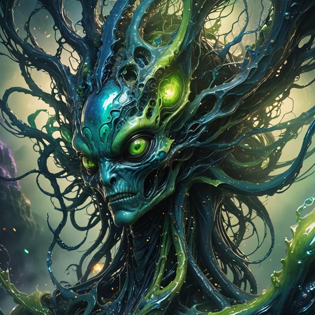 Alien Entity with Swirling Matter in 3D Realism