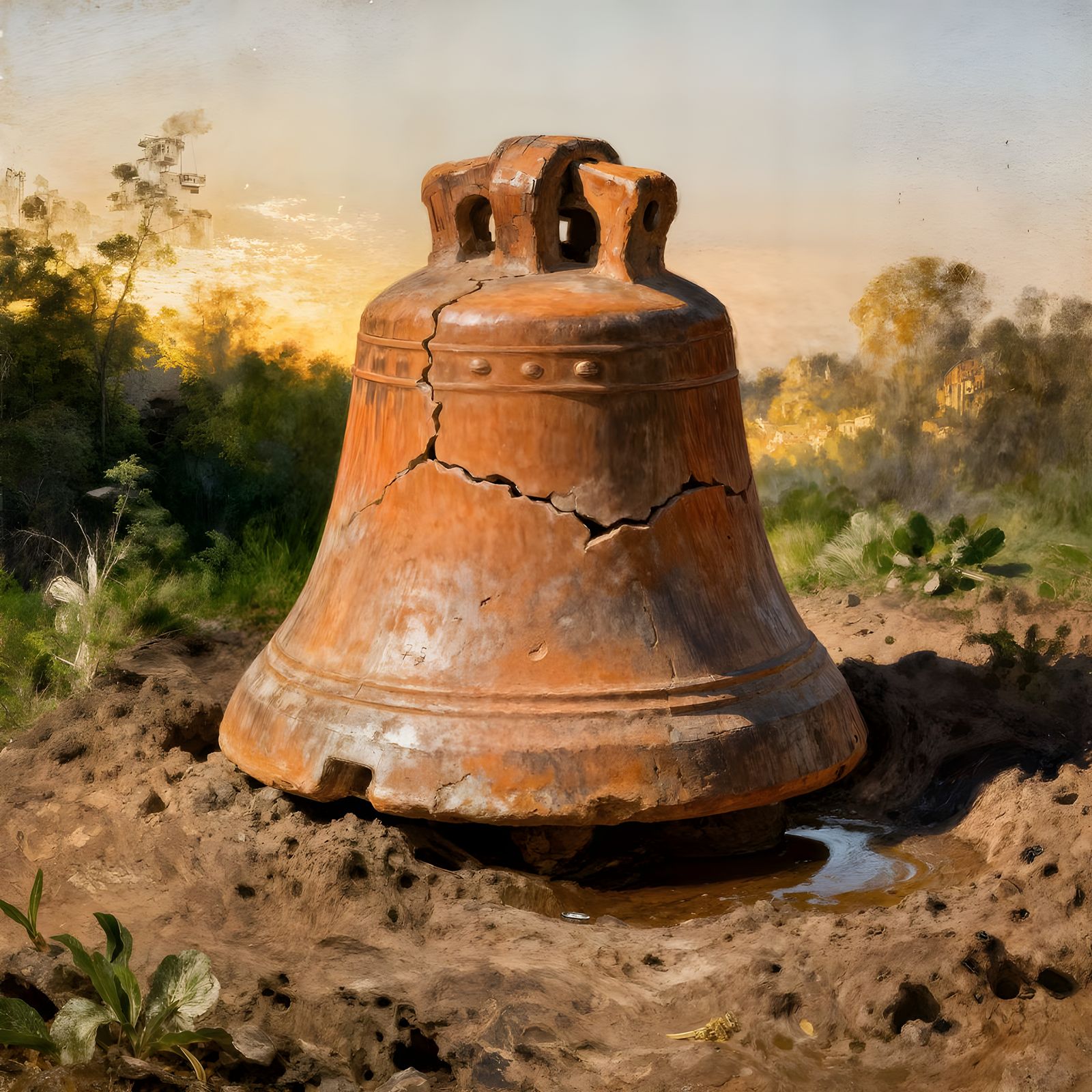 Clay Bell Form Standing Firmly in Earth