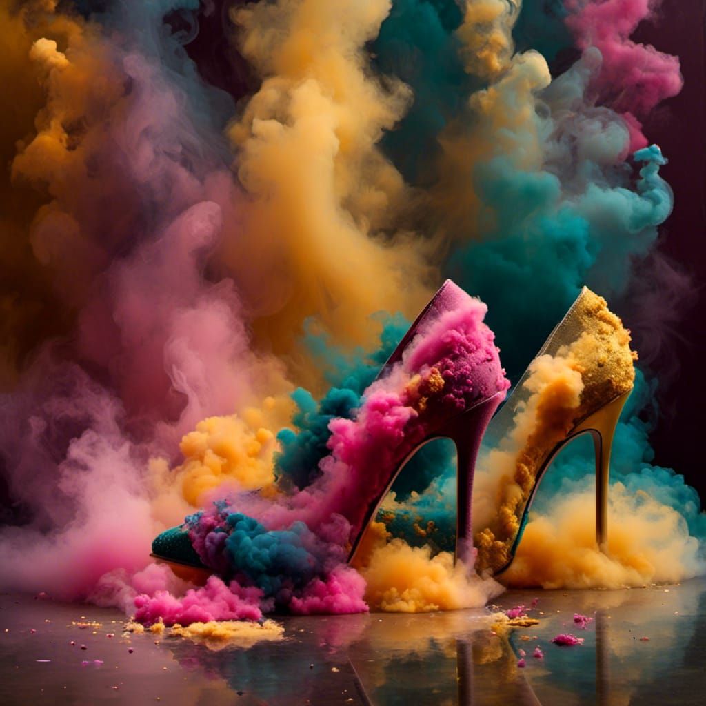 Designer Heels Made of Colored Smoke