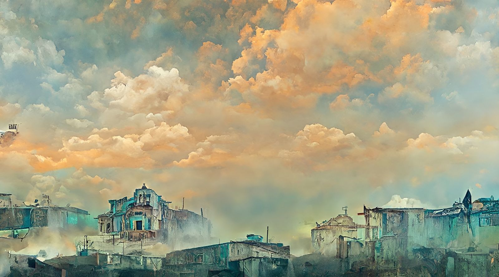 Havana Street: Dystopian Retro Architectural Illustration