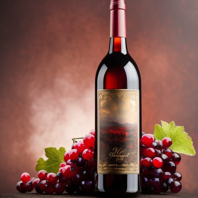 Vintage Red Wine Bottle in Dark Fantasy Style