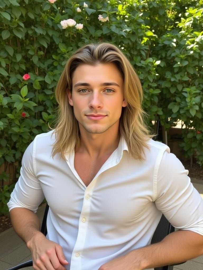 A handsome guy in the garden