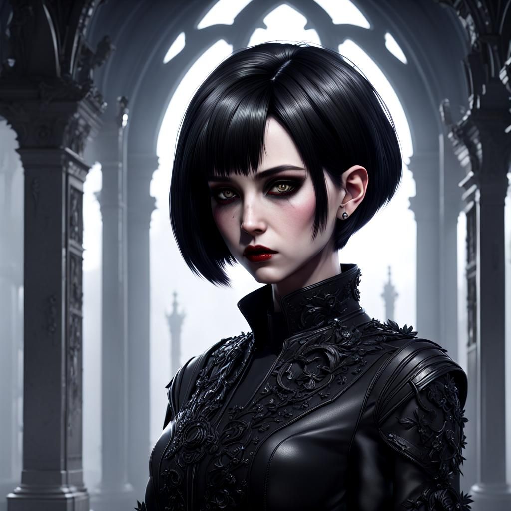 Dystopian Gothic Widow in Detailed Gothic Art