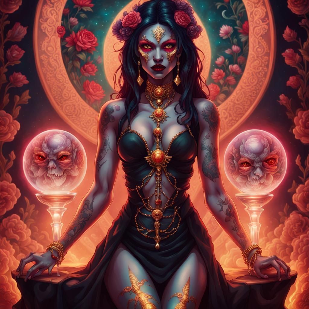 Demonic Fabric Enchantress with Cosmic Orb