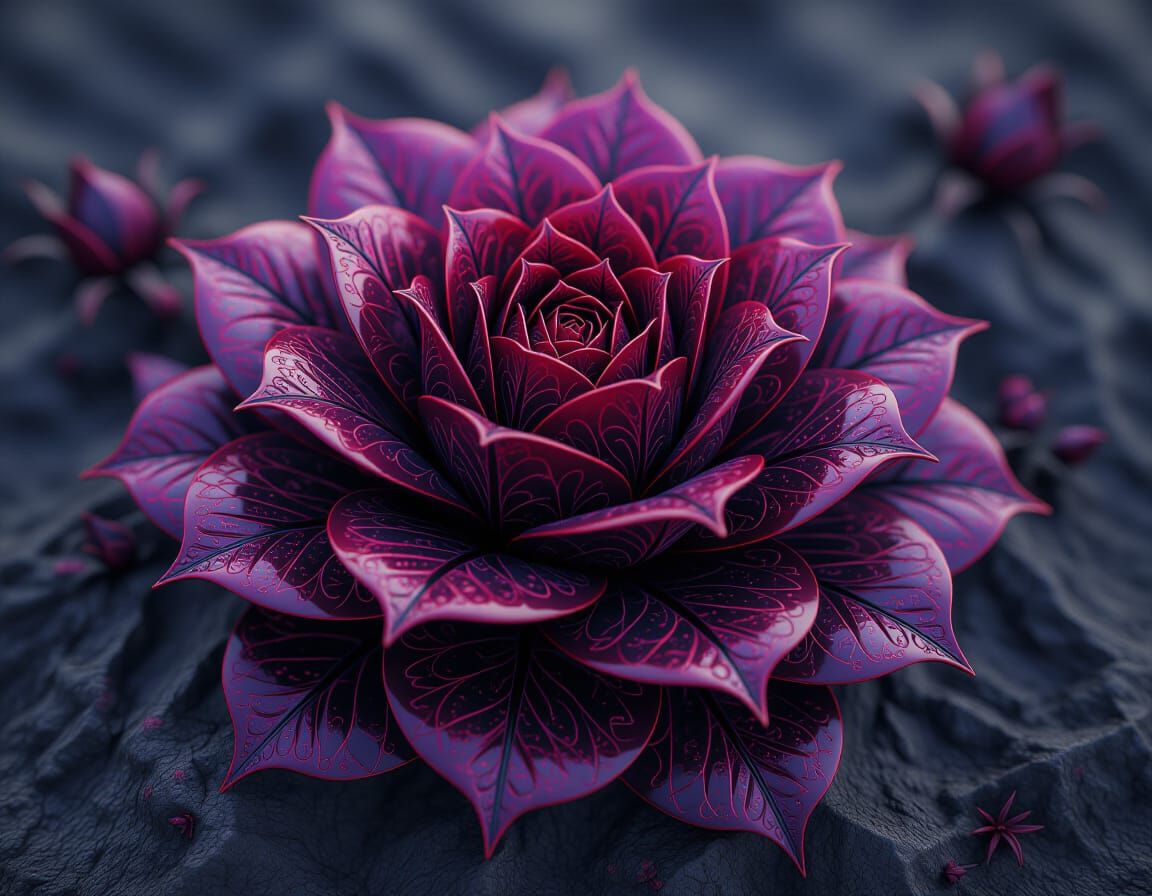 Gothic Rose Fractal with Sci-Fi Mechanical Details
