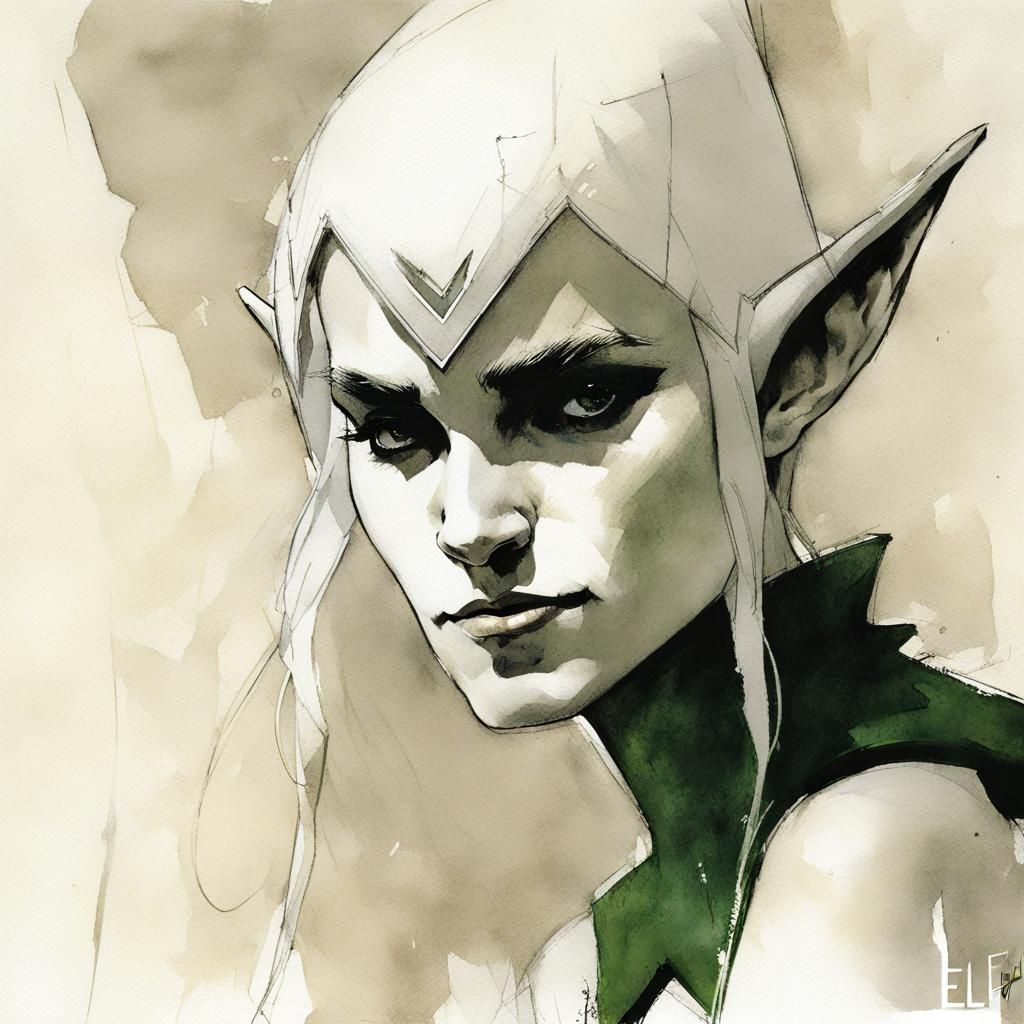Fantasy Elf Character Portrait in Comic Book Style