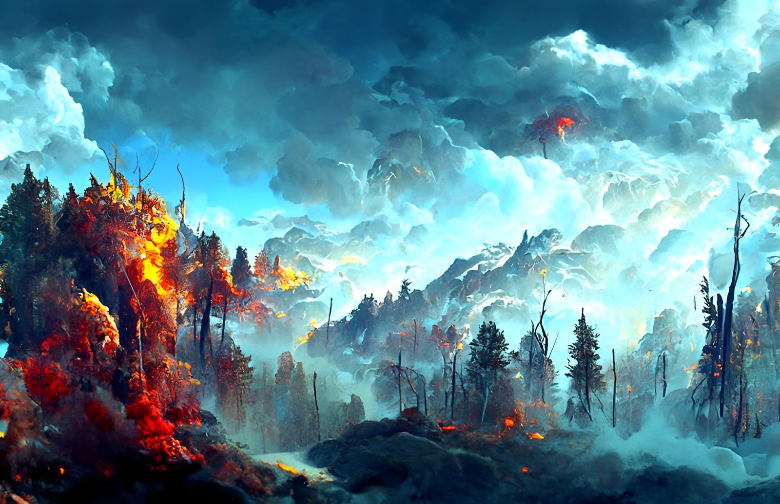 Inferno: Mountain Forest Fire Landscape