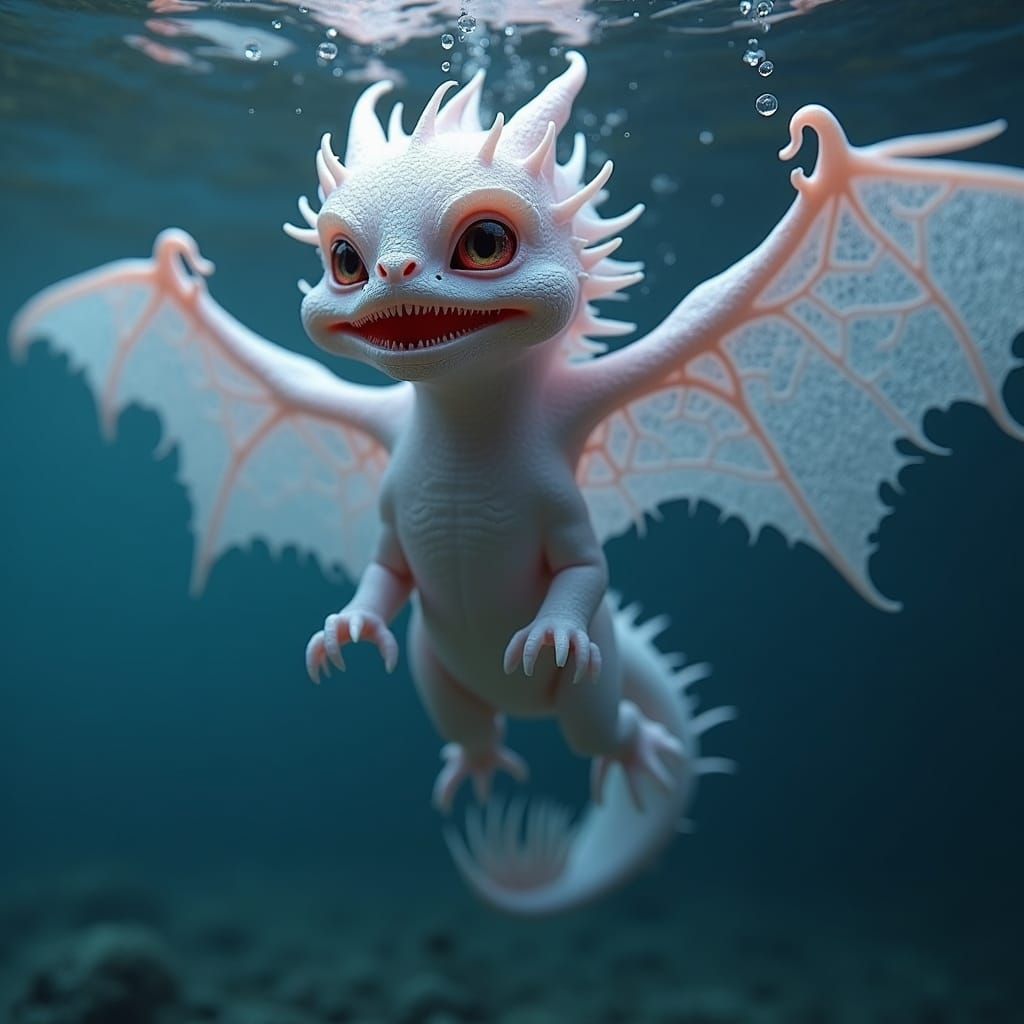 Lace Art Ghost Dragon Swimming in Ocean