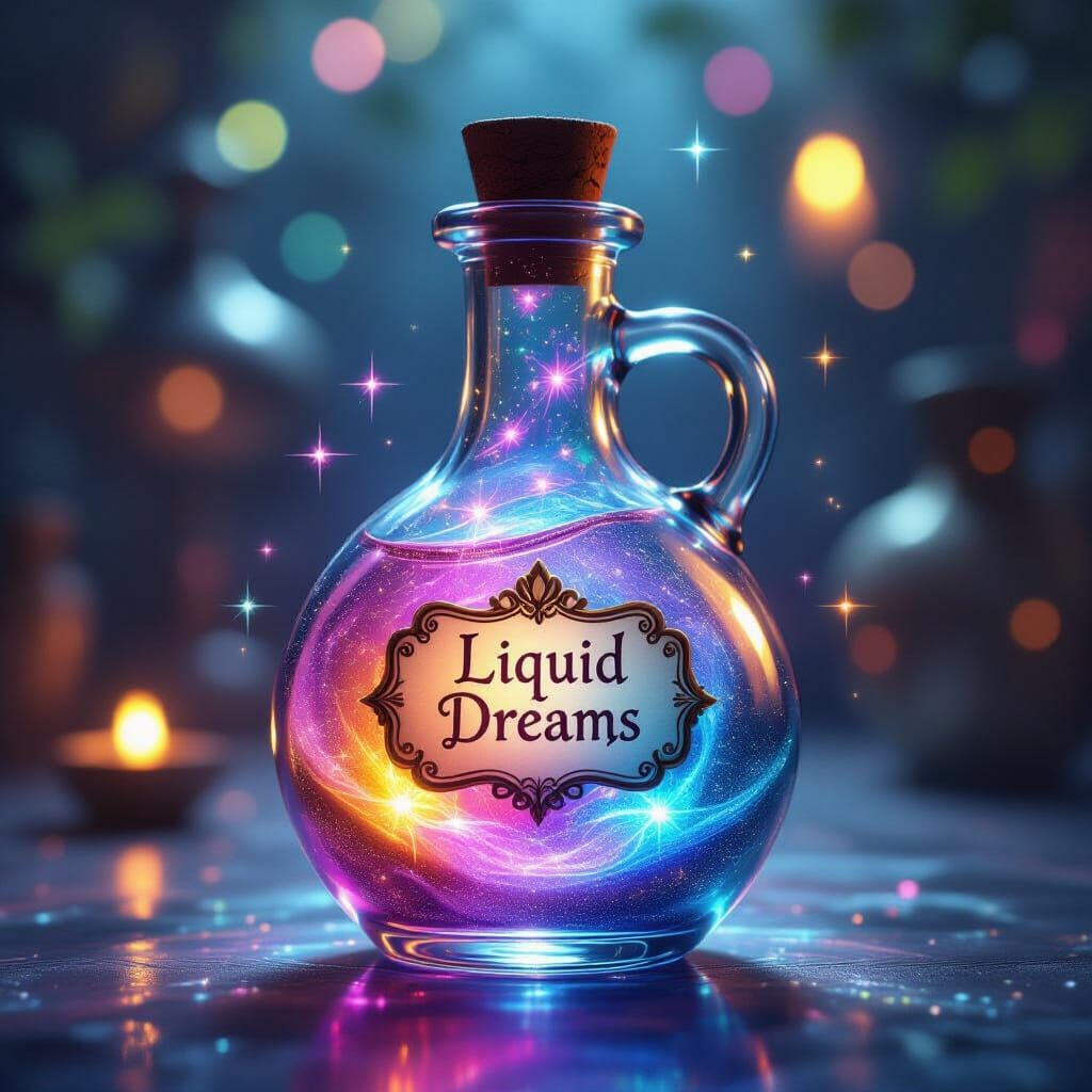 Magical Glass Potion Flask with Shimmering Ooze