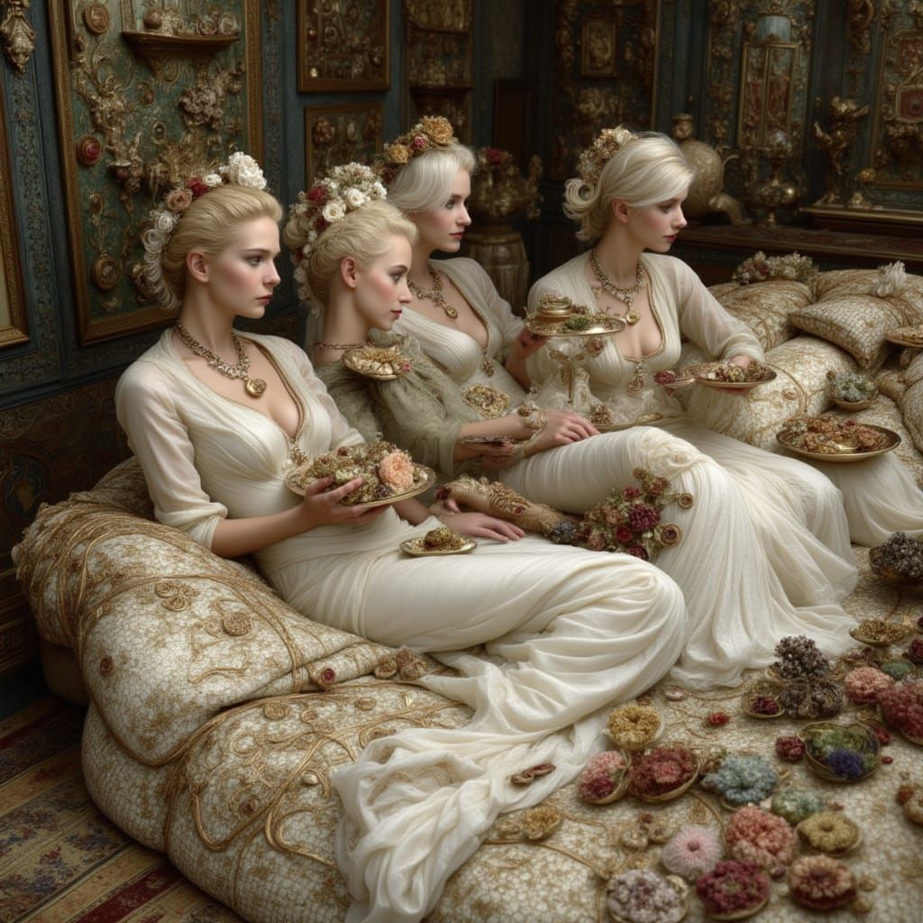 Surreal Scene: Lucky Man with White Horses