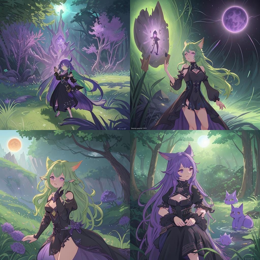 FFXIV Miqo'te Character in Detailed Matte Painting