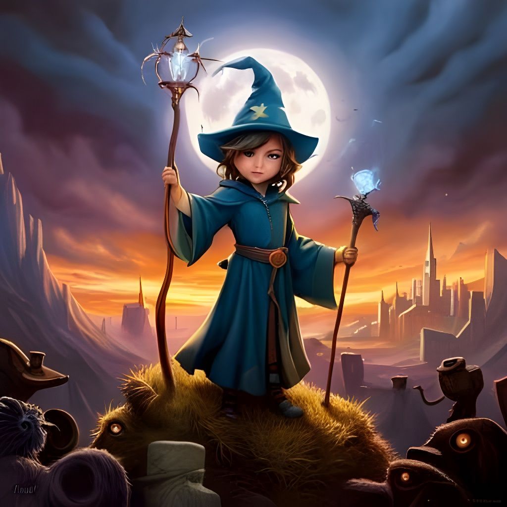 Charming Little Wizard Casting Spell, Fantasycore Art