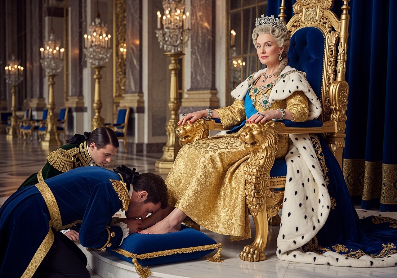 French Empress on Opulent Throne in Royal Palace