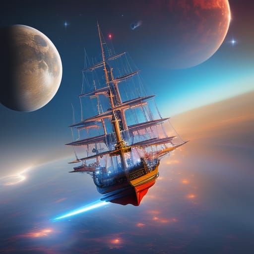 Flying Dutchman Sailing Through Space Nebula