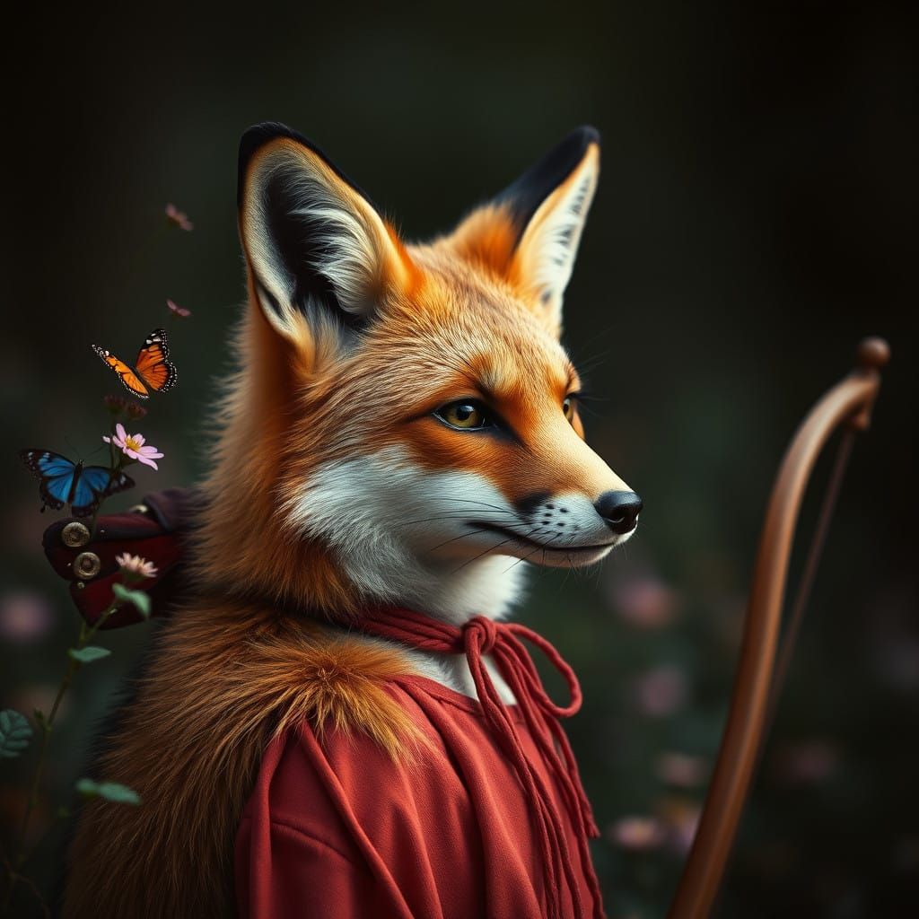 Mystical Woodland Fox with Enchanted Bow
