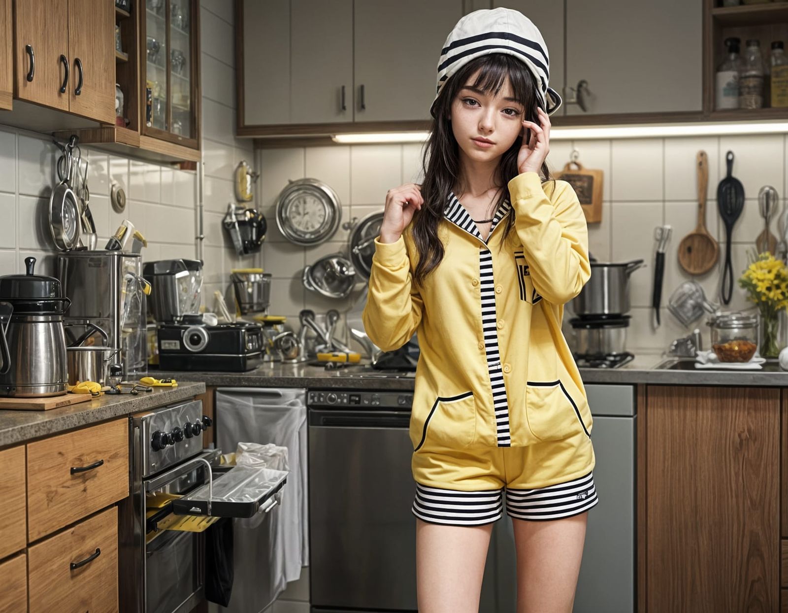 Sleepy Girl in Bee Pajamas, Shojo Anime Style