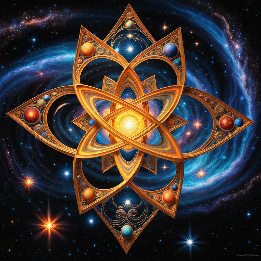 Ethereal Figure Floating in Galactic Starscape