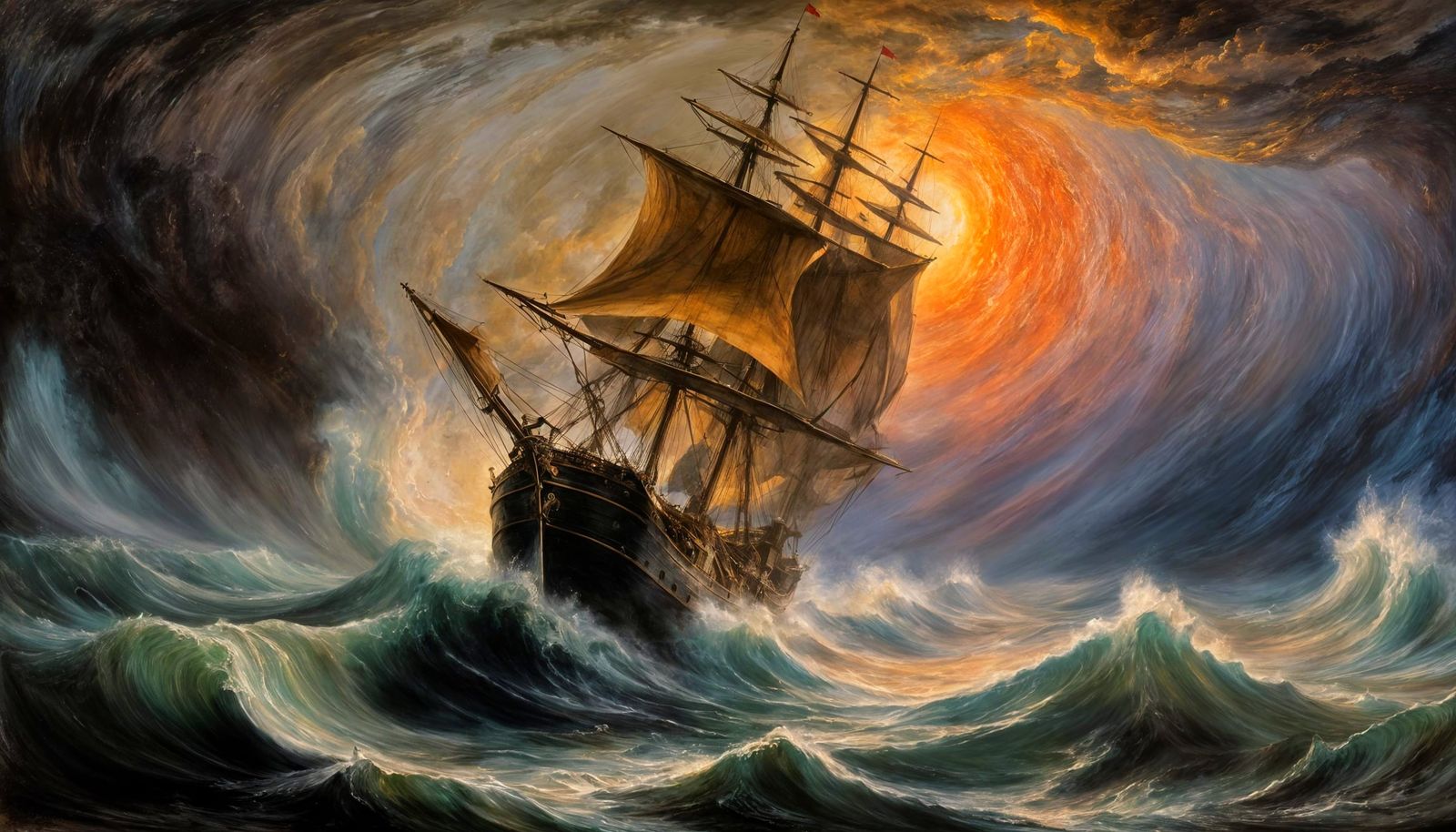 Ethereal Galleon Rides Celestial Waves