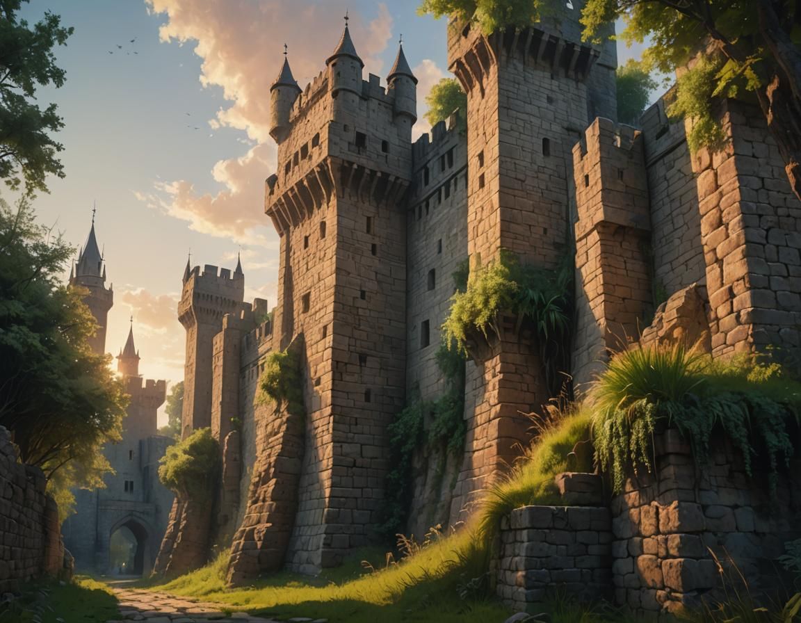 Ancient City Wall at Magic Hour with Volumetric Lighting
