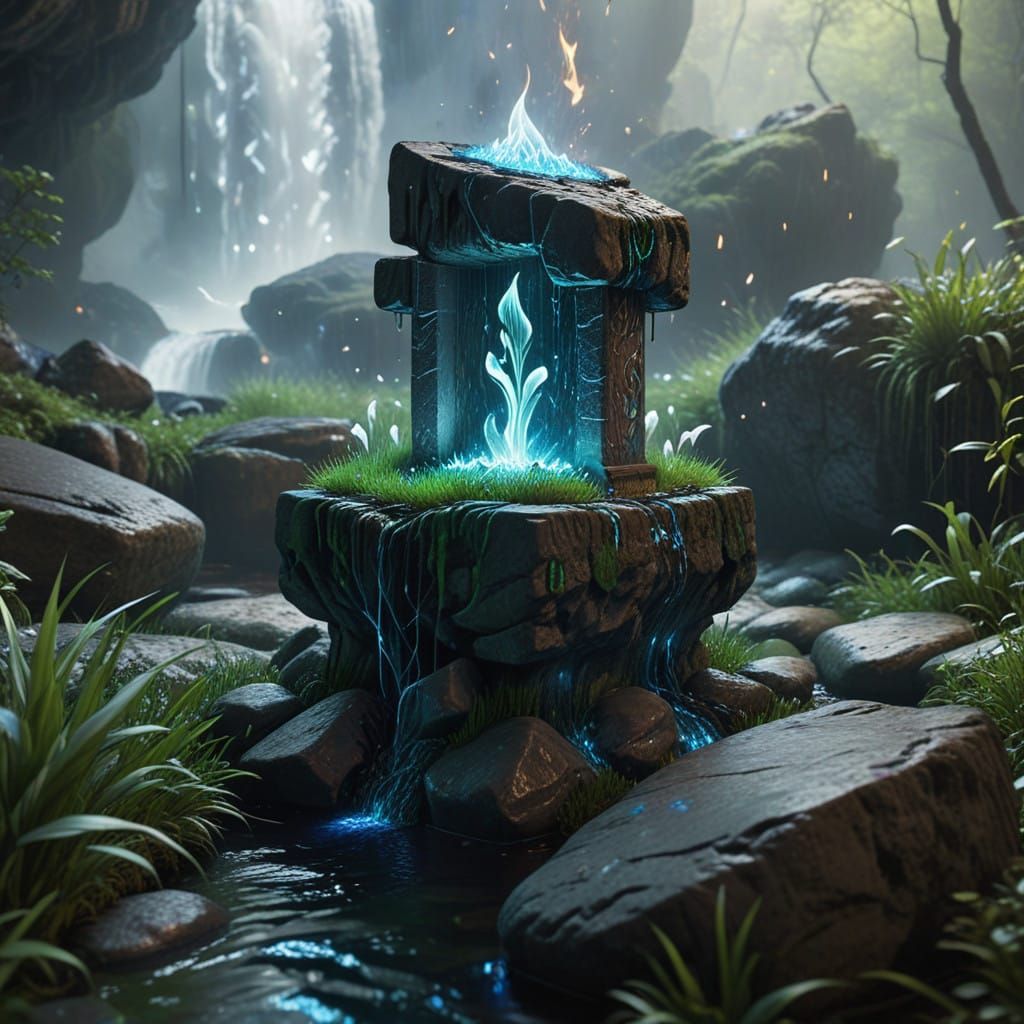 Glowing White Flame in a Magical Cave