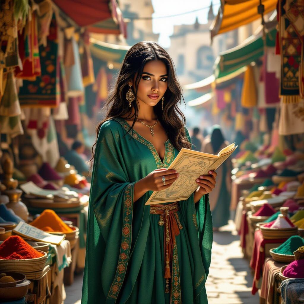 Egyptian Woman in Alexandria Marketplace, Digital Art
