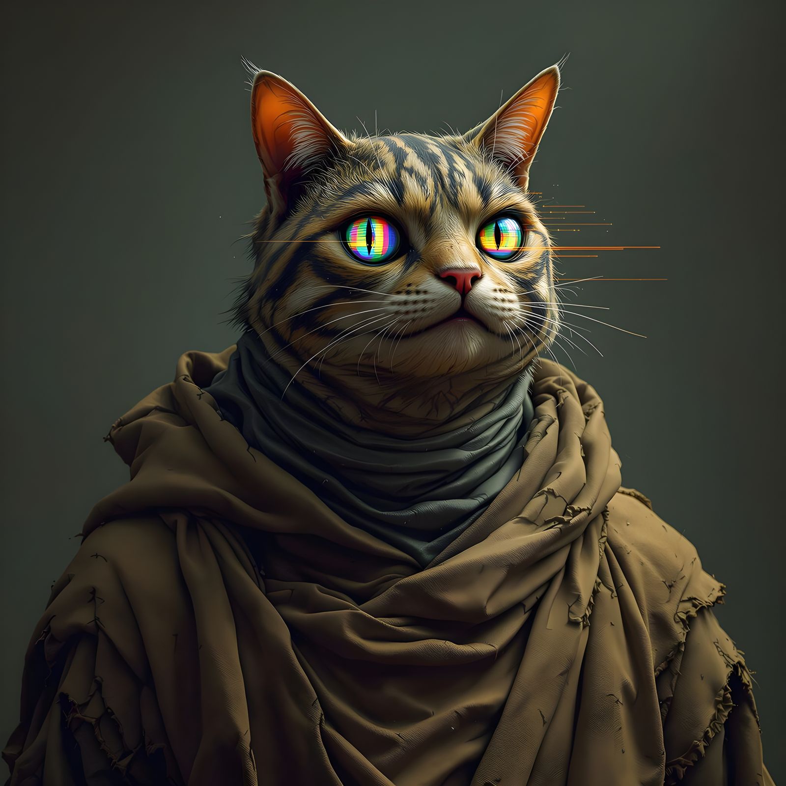 Glitch Art: Toad-Cat Hybrid with Human Torso