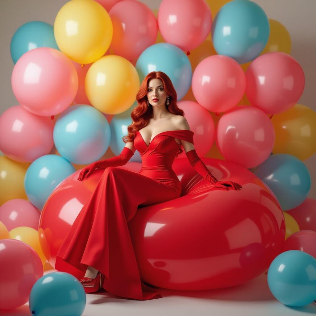 Scarlet Witch on Party Balloon in Whimsical Pop Art Style