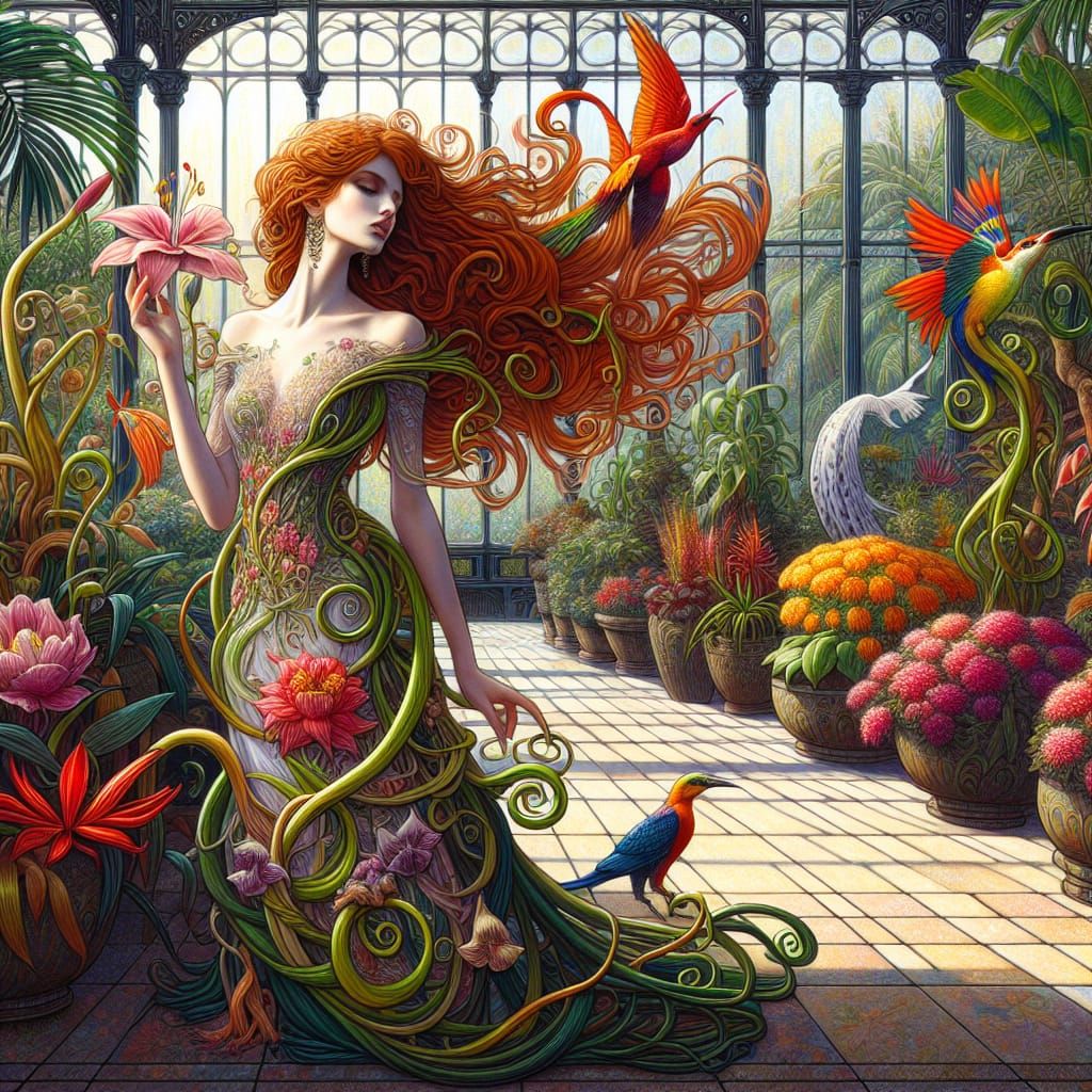 Art Nouveau Greenhouse with Exotic Beauty
