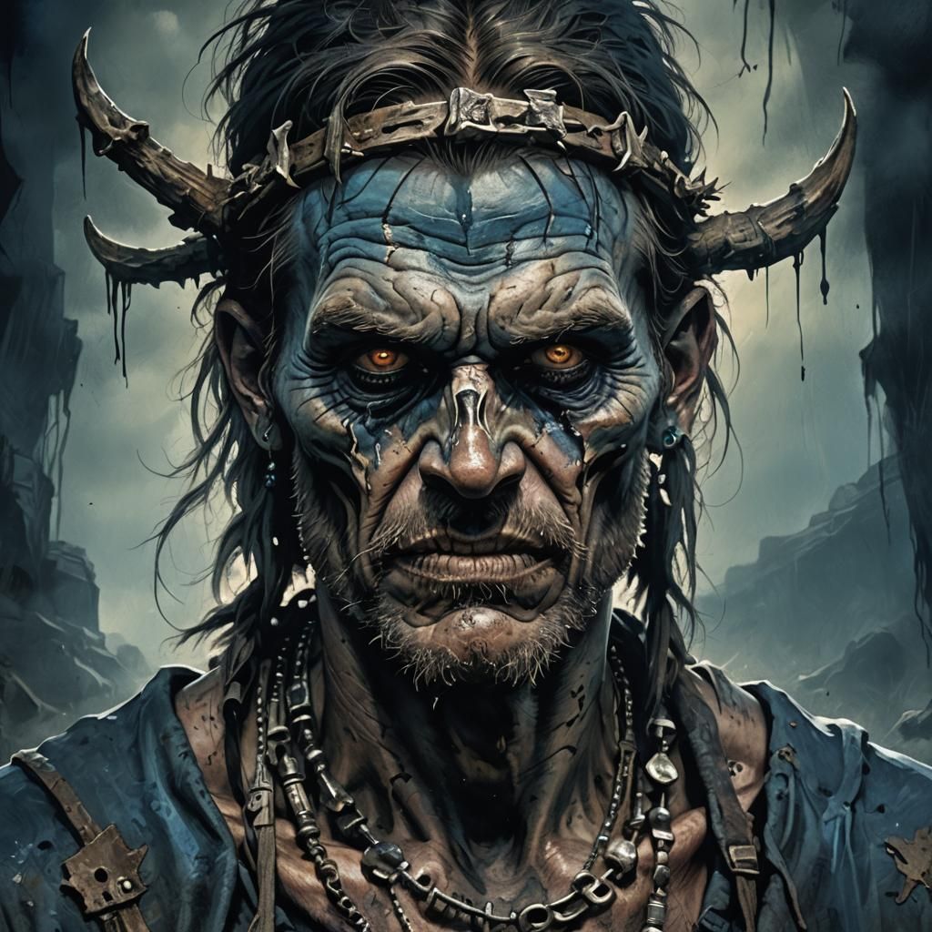 Ominous Hillbilly Portrait in Dark Fantasy Style