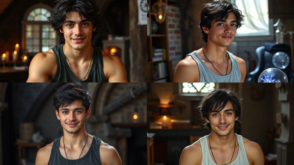 Handsome Italian Mage Apprentice Studying Magic