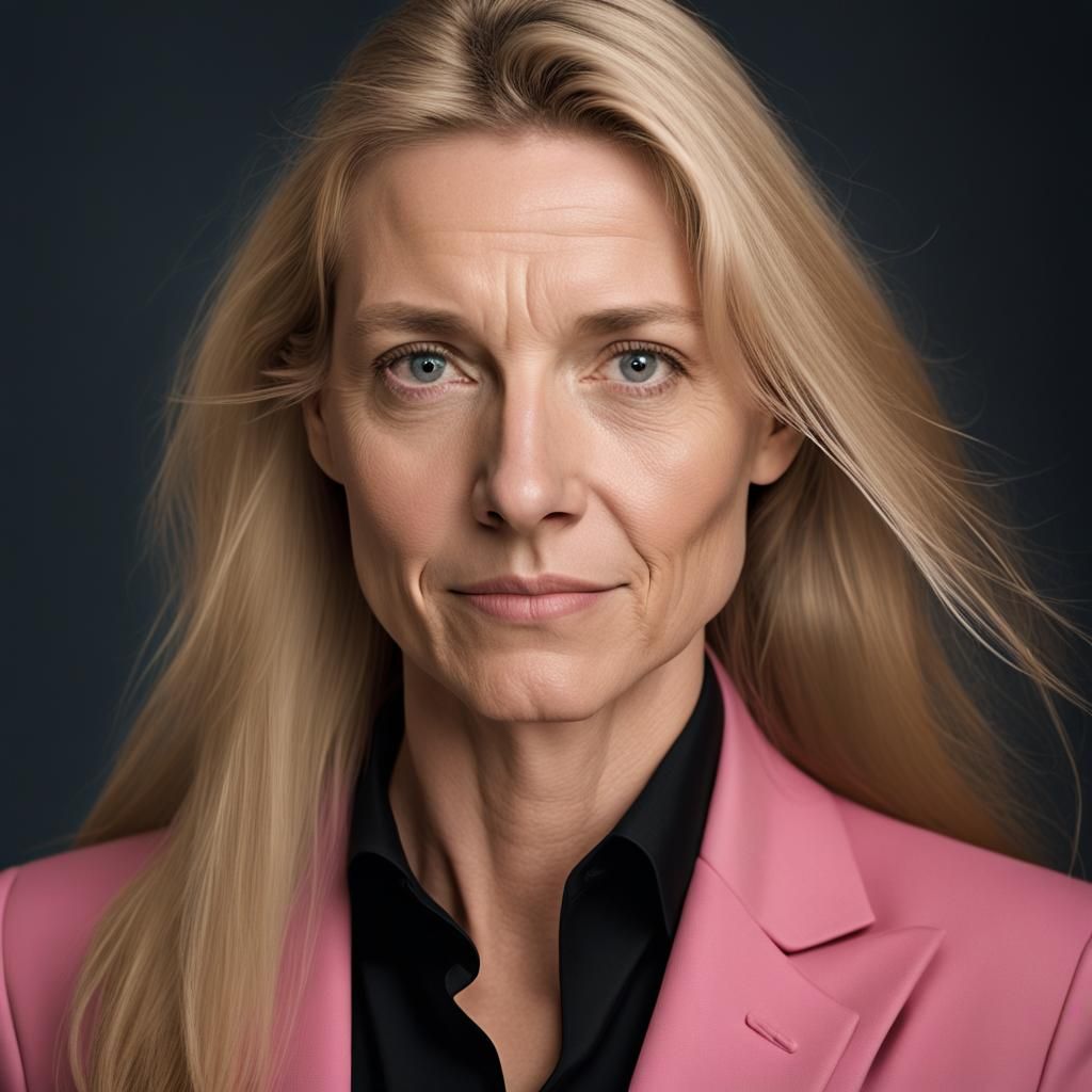 Woman in Pink Suit: Professional Studio Portrait