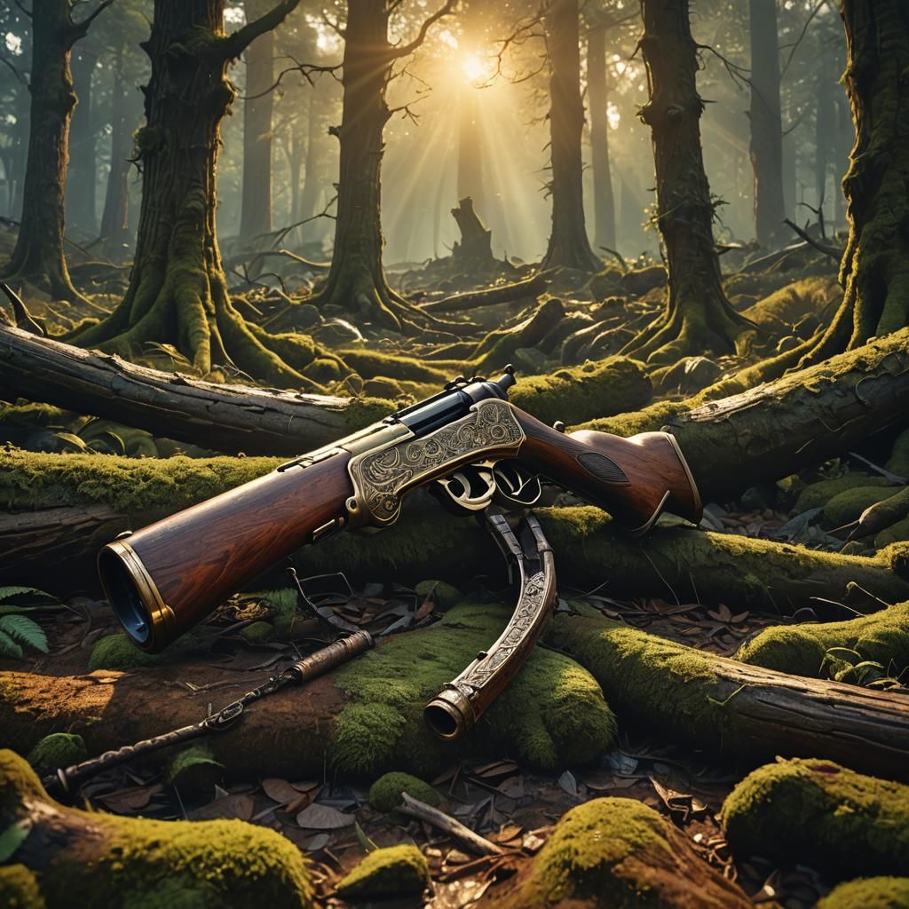 Epic Fantasy Rifle in Ancient Forest