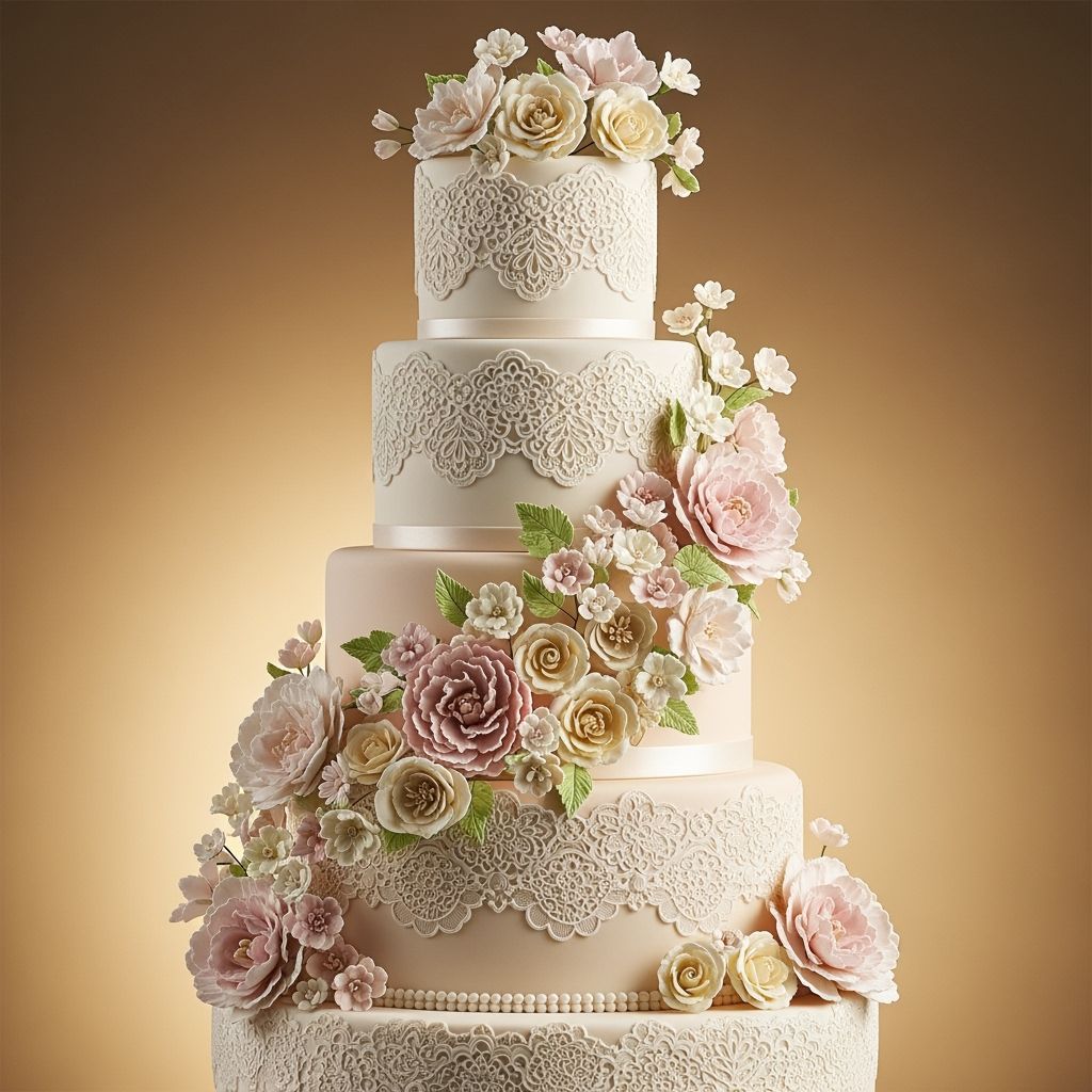 Elegant Wedding Cake with Sugar Flowers
